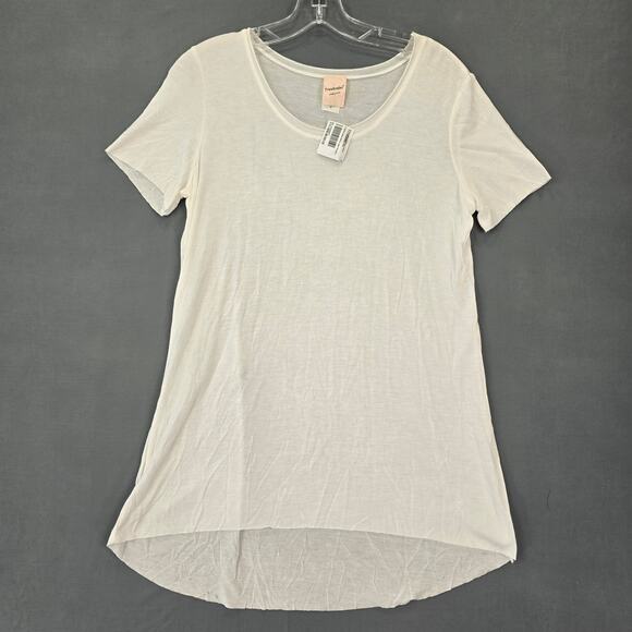 Freeloader White Shirt Tee NEW Grunge Raw Hem Short Sleeves Scoop Neck Women's S - Picture 1 of 13